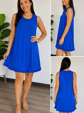 Annalee + Hope Sleeveless Ruffle-Hem Mini Dress in Cobalt Blue